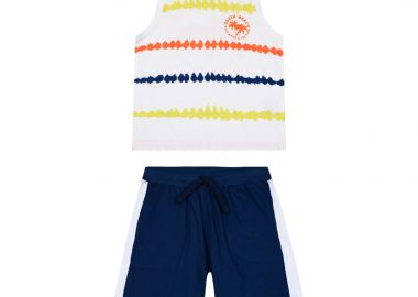 Παιδικό σετ μακό 2 τεμάχια με αμάνικη μπλούζα με τύπωμα για αγόρι | ΜΠΛΕ - Energiers - 